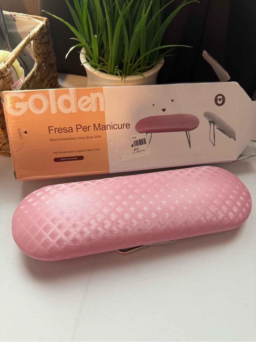 Amazon Pink Quilted Manicure Hand Rest Cushion